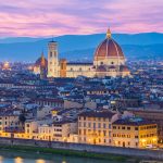 Florence Cathedral at night in Florence, Italy